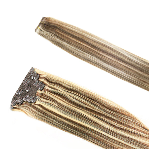 16" Clip In Remy Hair Extensions: Dark Brown/ Monroe Blonde No. P4-613 - Celebrity Strands
 - 4