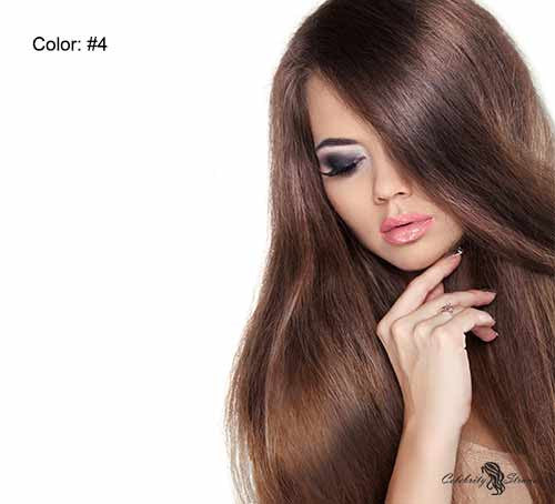 24" Clip In Remy Hair Extensions: Medium Brown No. 4 - Celebrity Strands
 - 2