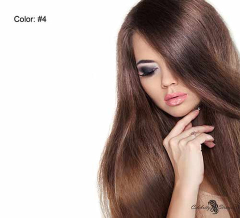 24" Clip In Remy Hair Extensions: Medium Brown No. 4 - Celebrity Strands
 - 2