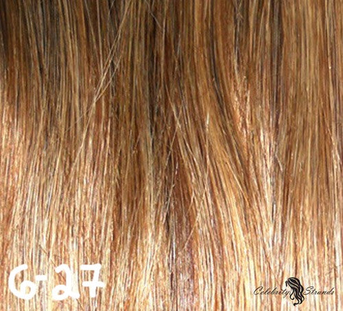 18" Clip In Remy Hair Extensions: Chestnut Brown/ Blonde No. P6-27 - Celebrity Strands
 - 1