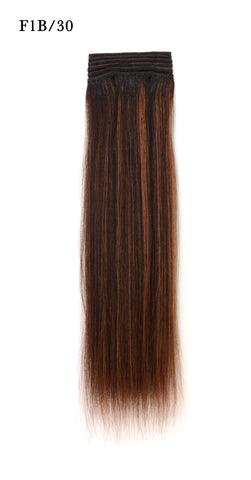 Weft Human Hair Extensions: Color #F1B/30 Off Black and Medium Auburn Mix