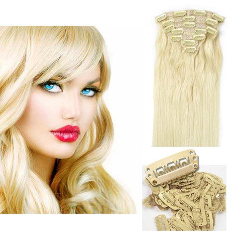 16" Clip In Remy Hair Extensions: Monroe Blonde No. 613 - Celebrity Strands
 - 2