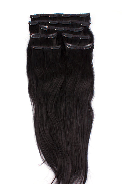 18" Clip In Hair Extensions: No 1B Off Black - Celebrity Strands
 - 2