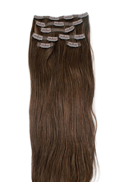 16" Clip In Hair Extensions: No 3 Dark Brown - Celebrity Strands
 - 2