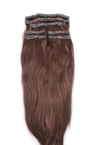 18" Clip In Hair Extensions: No 6 Chestnut Brown