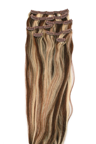 18" Clip In Hair Extensions: No P4-613 Dark Brown/ Monroe Blonde - Celebrity Strands
 - 2