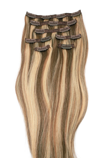 21" Clip In Hair Extensions: No P8-24 Light Brown/ Golden Blonde - Celebrity Strands
 - 2