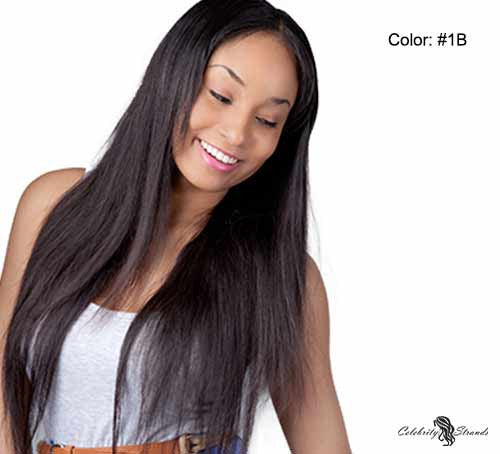 [SharingDiscount] 21" Clip In Remy Hair Extensions: Off Black No. 1B - Celebrity Strands
 - 2