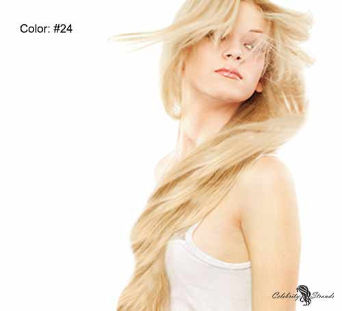 18" Clip In Remy Hair Extensions: Golden Blonde No. 24 - Celebrity Strands
 - 3