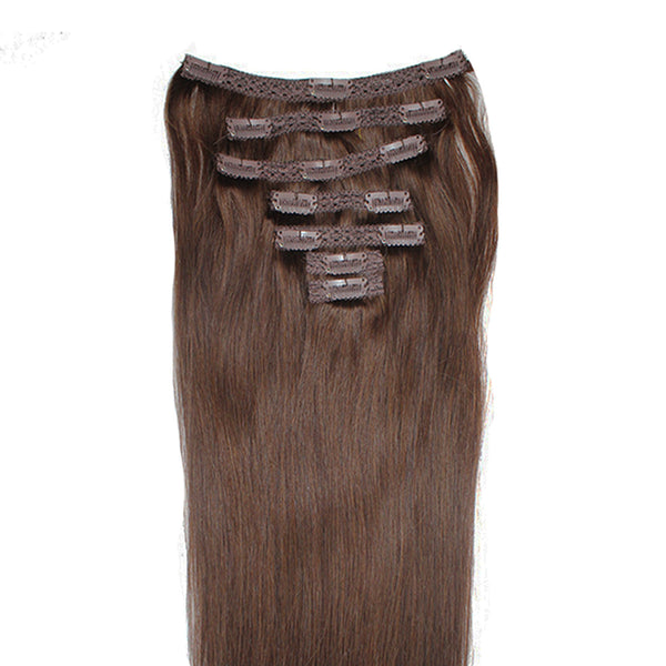 18" Clip In Remy Hair Extensions: Dark Brown No. 3 - Celebrity Strands
 - 4