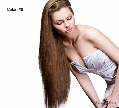 24" Clip In Remy Hair Extensions: Chestnut Brown No. 6 - Celebrity Strands
 - 2