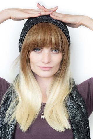 Bang Clip-On Extensions: Color #6/27 Chestnut Brown and Honey Blonde