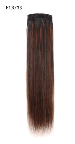 Weft Human Hair Extensions: Color #F1B/33 Off Black and Dark Auburn Mix