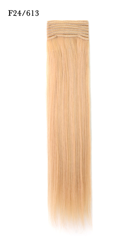 Weft Human Hair Extensions: Color #F24/613 Golden and Beach Blonde Mix