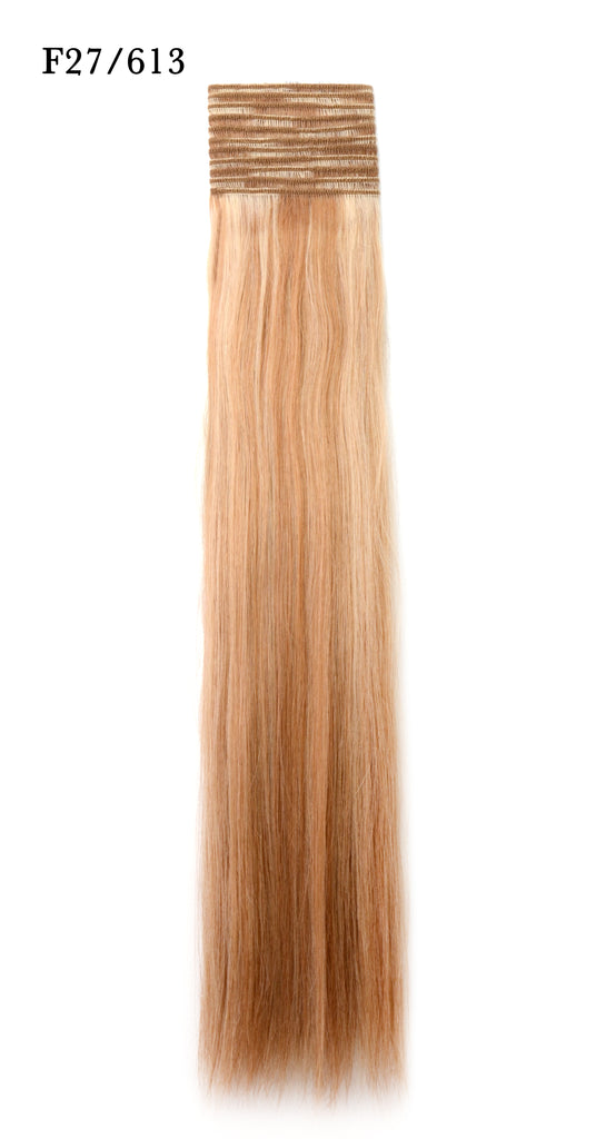 Weft Human Hair Extensions: Color #F27/613 Honey and Beach Blonde Mix