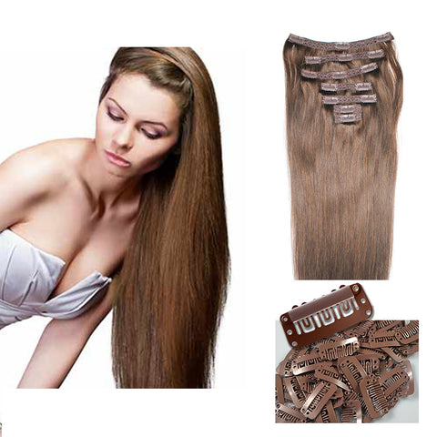 21" Clip In Remy Hair Extensions: Chestnut Brown No. 6 - Celebrity Strands
 - 2