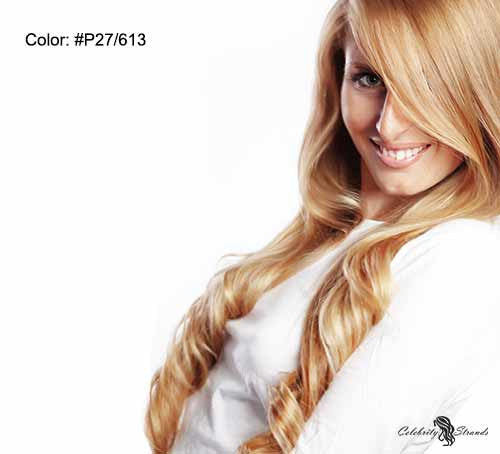 18" Clip In Remy Hair Extensions: Blonde/ Monroe Blonde No. P27-613 - Celebrity Strands
 - 2