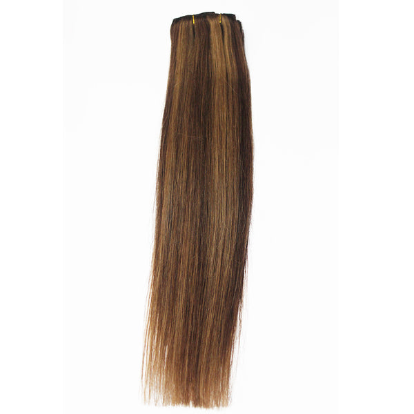 21" Clip In Remy Hair Extensions: Chestnut Brown/ Blonde No. P6-27 - Celebrity Strands
 - 6