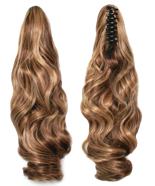 PonyTail Extensions: No F8-22 Dark Blonde with Light Blonde Highlights
