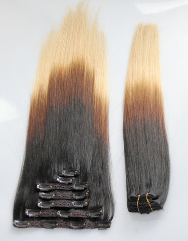 Ombre (3-Toned):  21" Clip In Hair Extensions - Celebrity Strands
 - 3