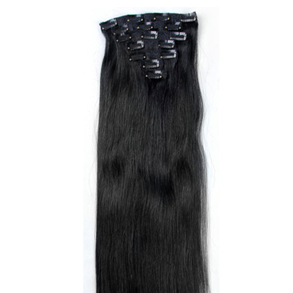 16" Clip In Remy Hair Extensions: Jet Black No. 1 - Celebrity Strands
 - 6